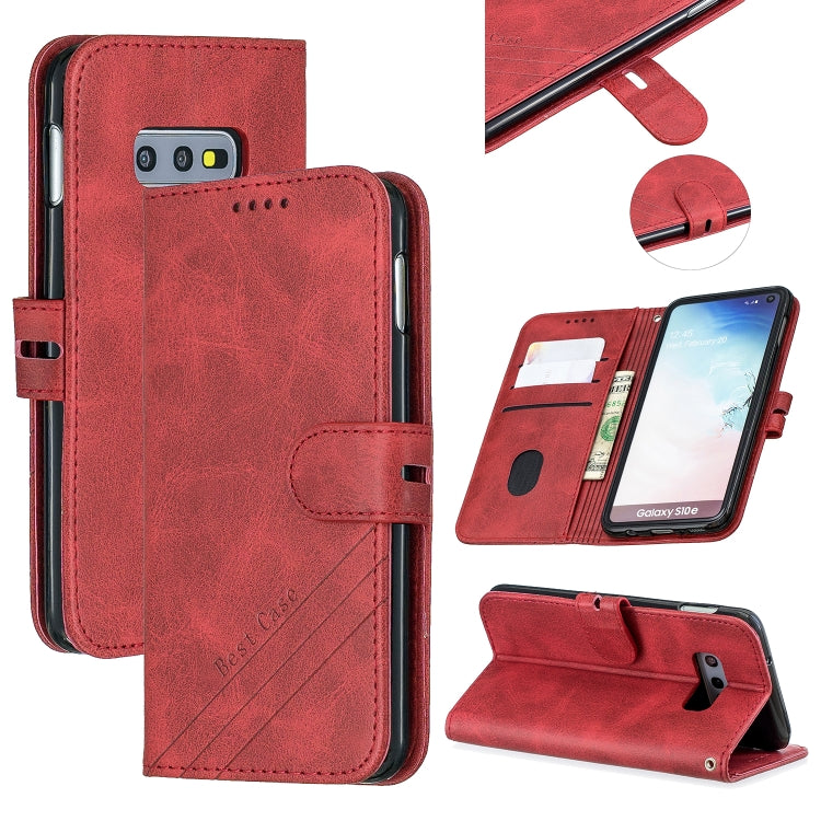 For Galaxy S10E Matching Color Frosted Texture Horizontal Flip PU Leather Case with Holder & Card Slots & Lanyard