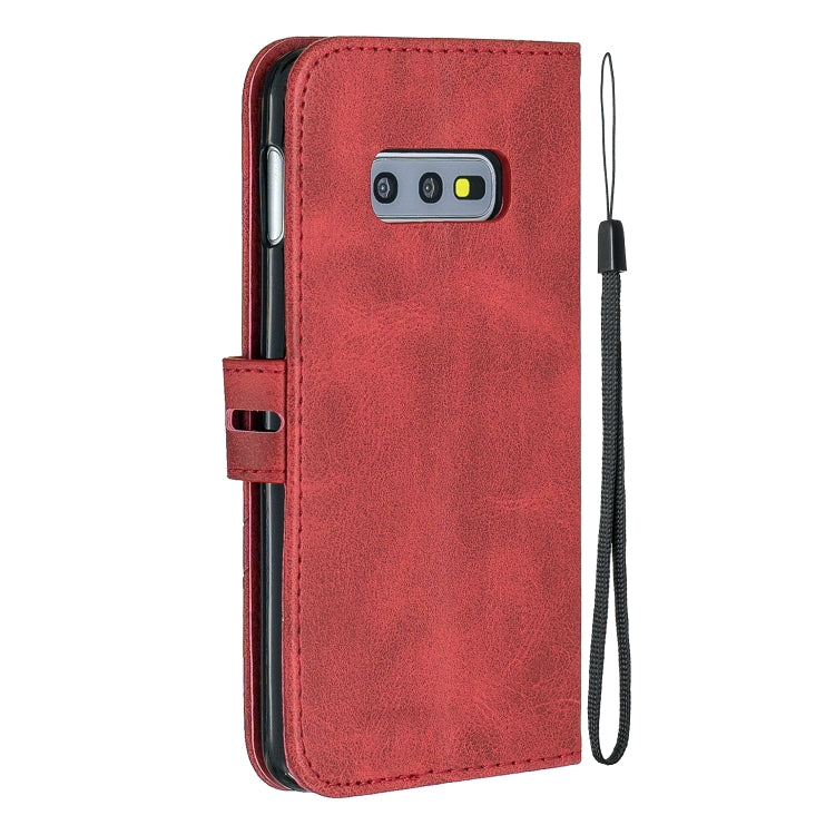 For Galaxy S10E Matching Color Frosted Texture Horizontal Flip PU Leather Case with Holder & Card Slots & Lanyard