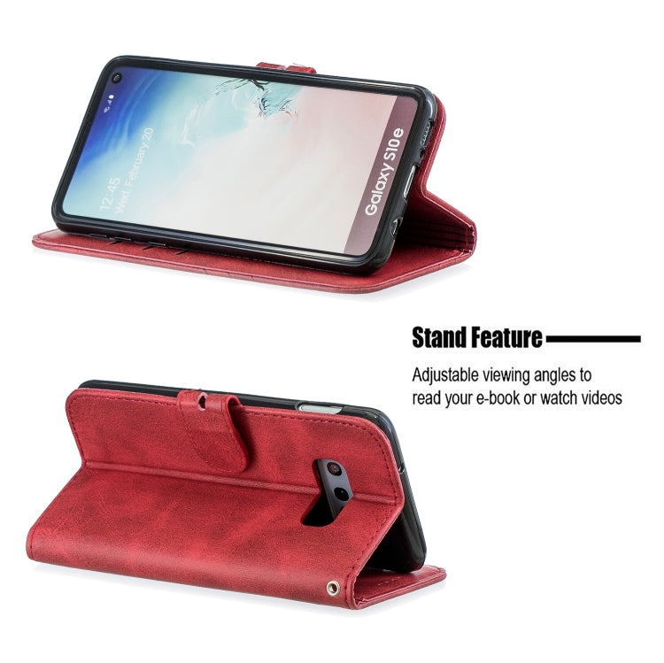 For Galaxy S10E Matching Color Frosted Texture Horizontal Flip PU Leather Case with Holder & Card Slots & Lanyard