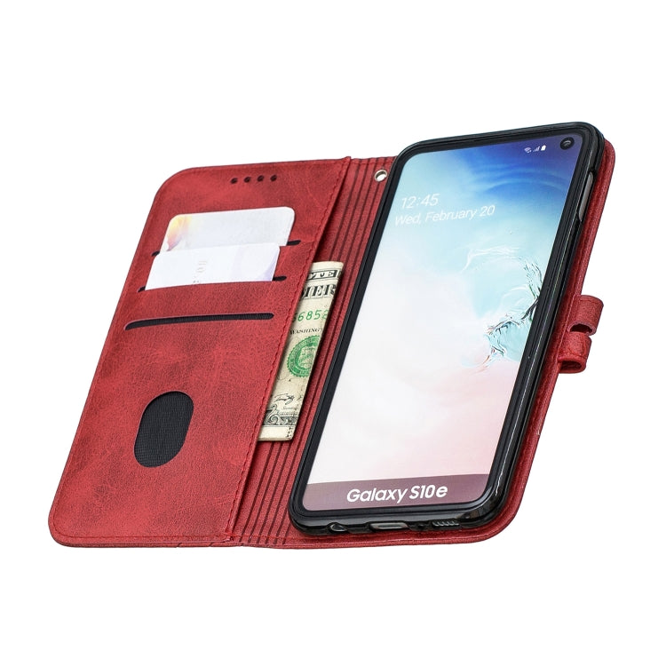 For Galaxy S10E Matching Color Frosted Texture Horizontal Flip PU Leather Case with Holder & Card Slots & Lanyard