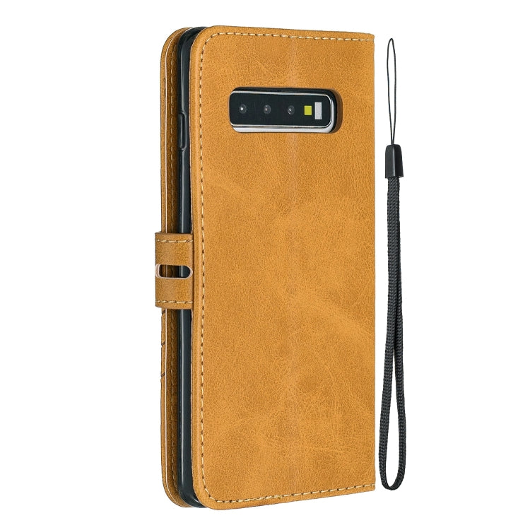 For Galaxy S10 Plus Matching Color Frosted Texture Horizontal Flip PU Leather Case with Holder & Card Slots & Lanyard