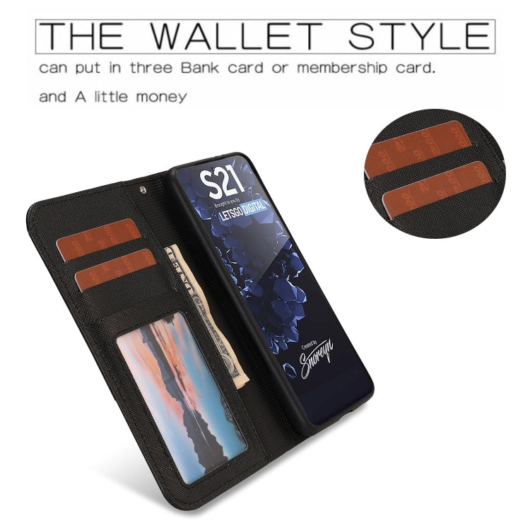 For Samsung Galaxy S21 5G Cross Texture Detachable Leather Phone Case