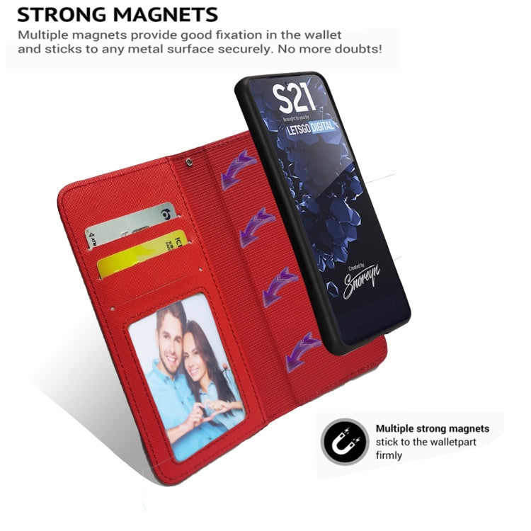 For Samsung Galaxy S21 5G Cross Texture Detachable Leather Phone Case