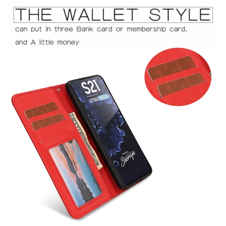 For Samsung Galaxy S21 5G Cross Texture Detachable Leather Phone Case