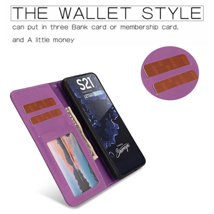 For Samsung Galaxy S21 5G Cross Texture Detachable Leather Phone Case