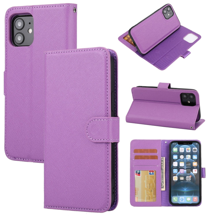 For iPhone 12 mini Cross Texture Detachable Leather Phone Case