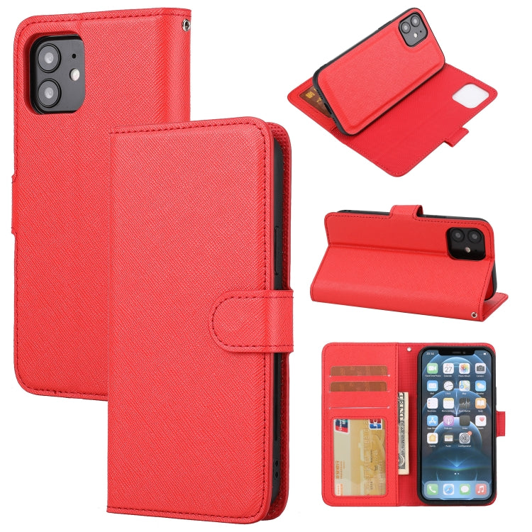 For iPhone 12 / 12 Pro Cross Texture Detachable Leather Phone Case