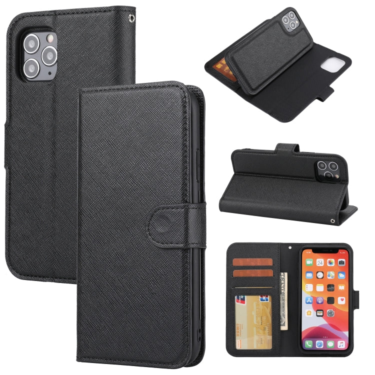 For iPhone 11 Pro Max Cross Texture Detachable Leather Phone Case