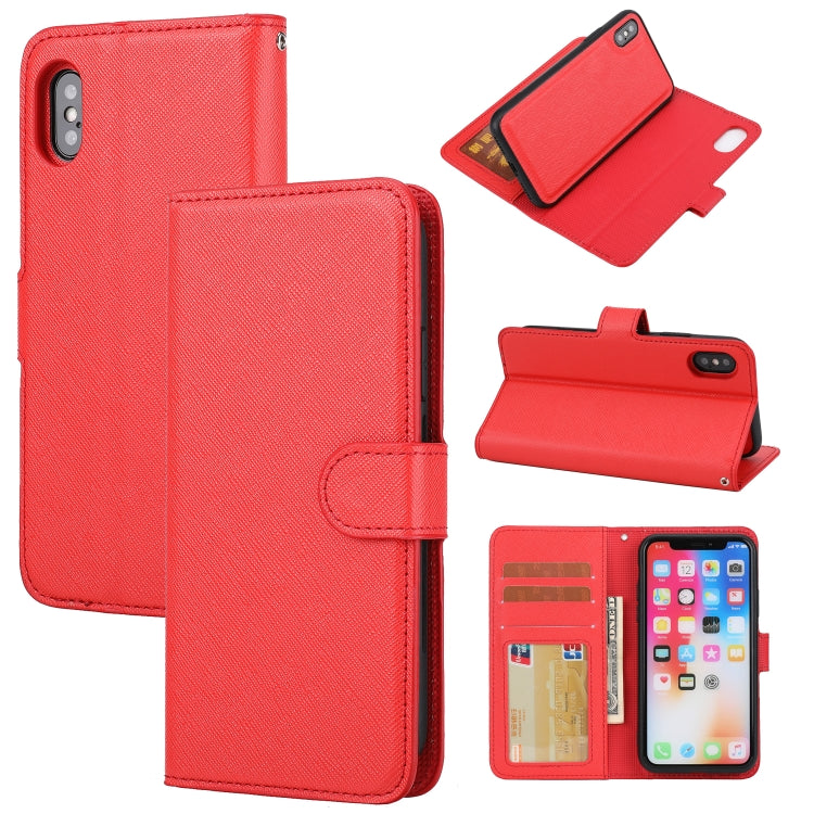 For iPhone X / XS Cross Texture Detachable Leather Phone Case