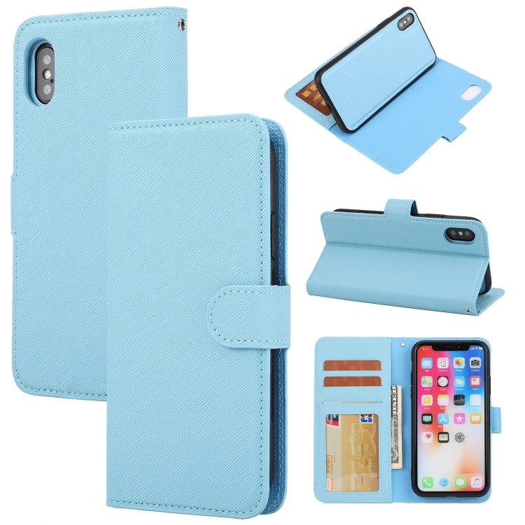 For iPhone X / XS Cross Texture Detachable Leather Phone Case