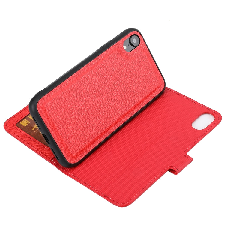For iPhone XR Cross Texture Detachable Leather Phone Case