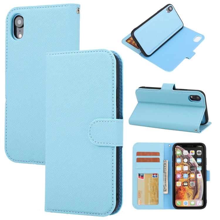For iPhone XR Cross Texture Detachable Leather Phone Case