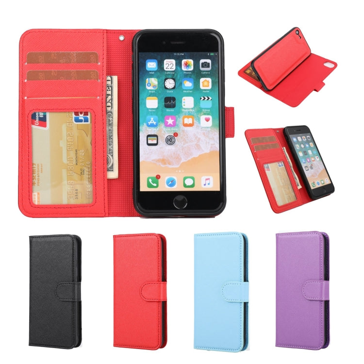 For iPhone SE 2022 / SE 2020 / 8 / 7 Cross Texture Detachable Leather Phone Case