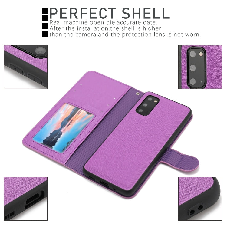 For Samsung Galaxy S20 Cross Texture Detachable Leather Phone Case