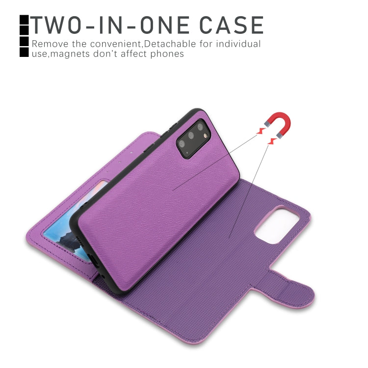 For Samsung Galaxy S20 Cross Texture Detachable Leather Phone Case