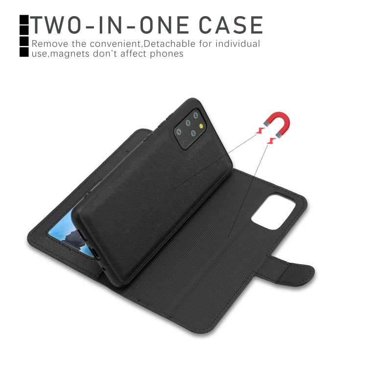 For Samsung Galaxy S20+ Cross Texture Detachable Leather Phone Case