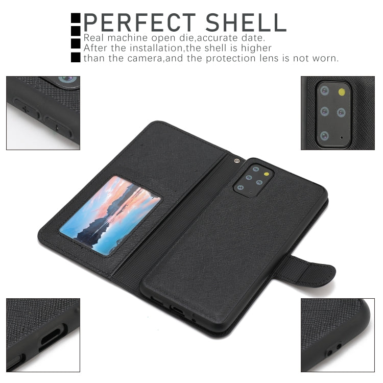 For Samsung Galaxy S20+ Cross Texture Detachable Leather Phone Case