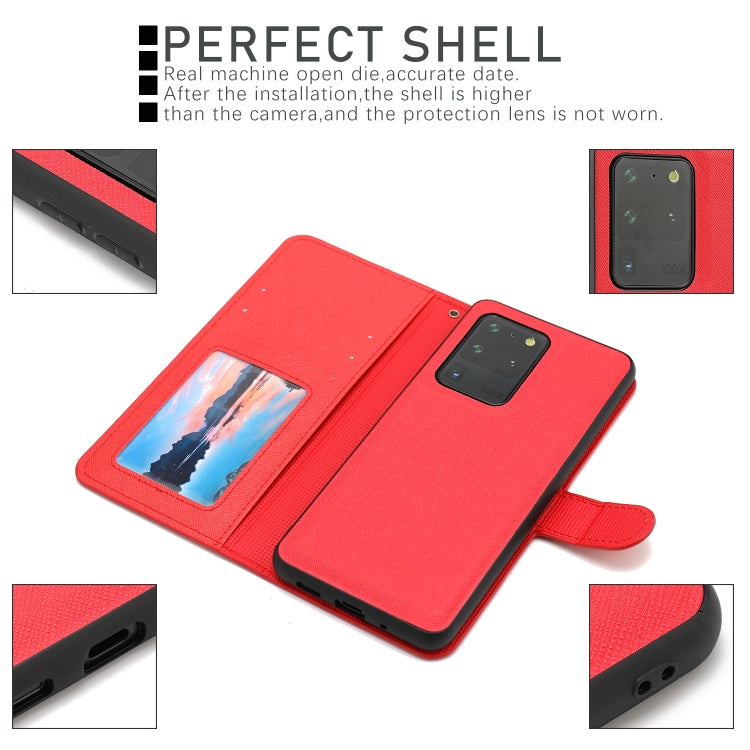 For Samsung Galaxy S20 Ultra Cross Texture Detachable Leather Phone Case