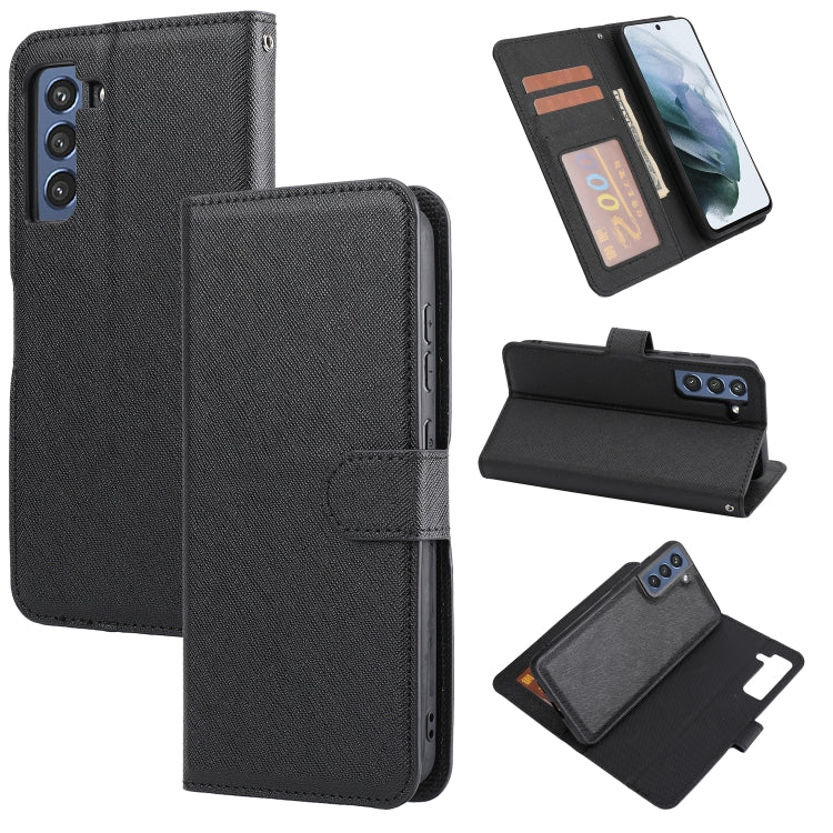 For Samsung Galaxy S21 FE 5G Cross Texture Detachable Leather Phone Case