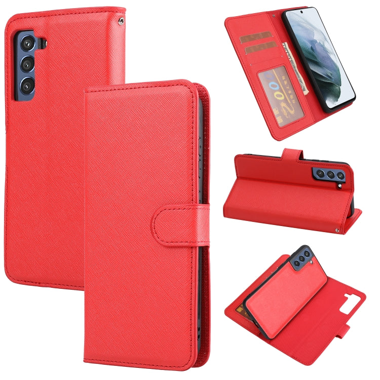 For Samsung Galaxy S21 FE 5G Cross Texture Detachable Leather Phone Case