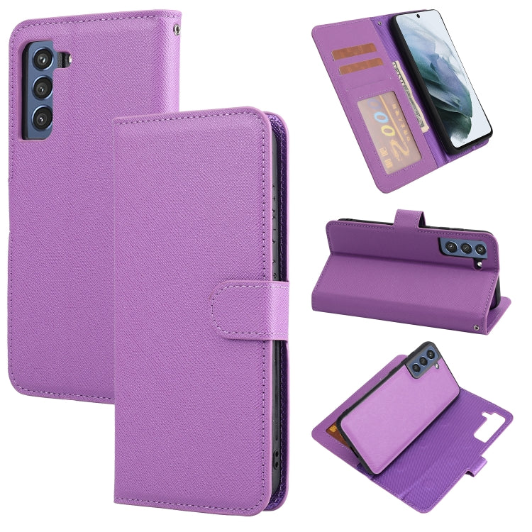 For Samsung Galaxy S21 FE 5G Cross Texture Detachable Leather Phone Case