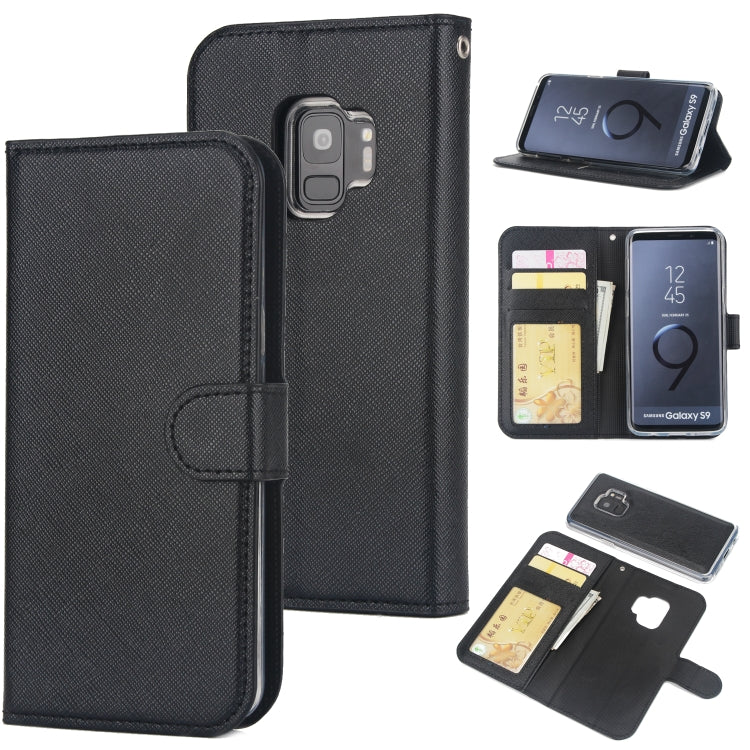 For Samsung Galaxy S9 Cross Texture Detachable Leather Phone Case