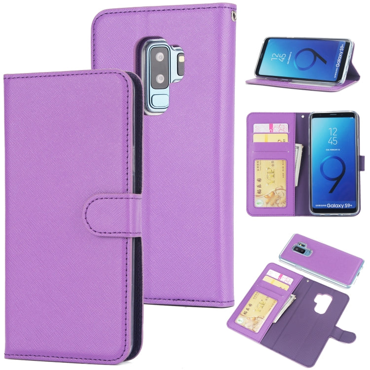 For Samsung Galaxy S9+ Cross Texture Detachable Leather Phone Case