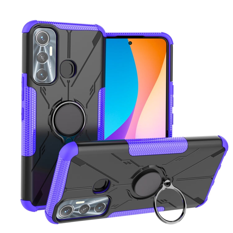 For Infinix Hot 11 Armor Bear Shockproof PC + TPU Protective Phone Case with Ring Holder