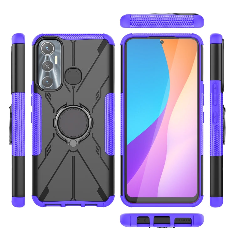 For Infinix Hot 11 Armor Bear Shockproof PC + TPU Protective Phone Case with Ring Holder