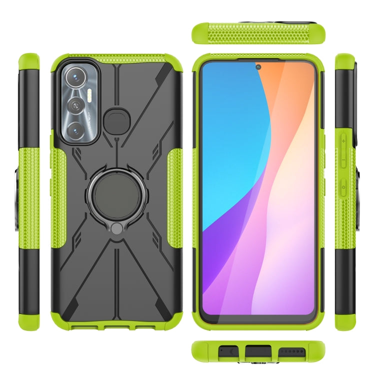 For Infinix Hot 11 Armor Bear Shockproof PC + TPU Protective Phone Case with Ring Holder