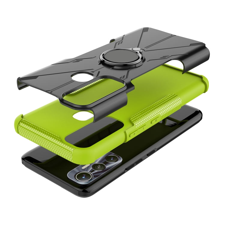 For Infinix Hot 11 Armor Bear Shockproof PC + TPU Protective Phone Case with Ring Holder