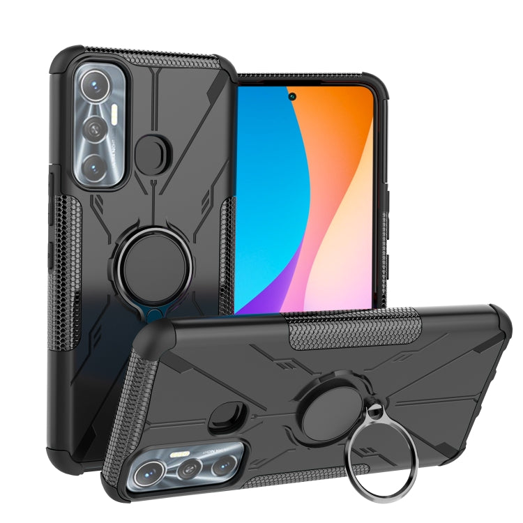 For Infinix Hot 11 Armor Bear Shockproof PC + TPU Protective Phone Case with Ring Holder