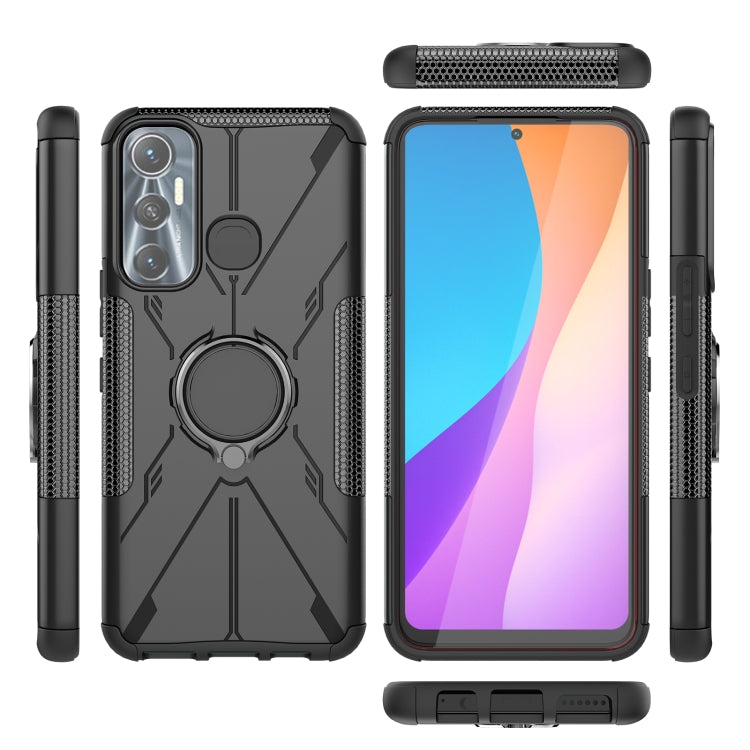 For Infinix Hot 11 Armor Bear Shockproof PC + TPU Protective Phone Case with Ring Holder