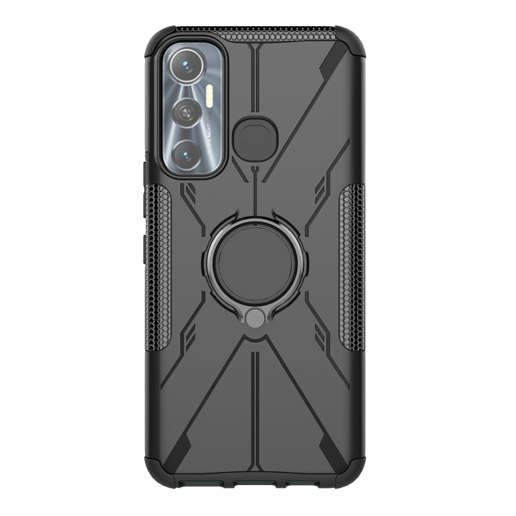For Infinix Hot 11 Armor Bear Shockproof PC + TPU Protective Phone Case with Ring Holder