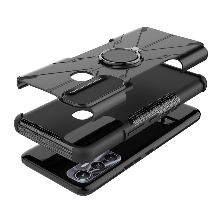 For Infinix Hot 11 Armor Bear Shockproof PC + TPU Protective Phone Case with Ring Holder