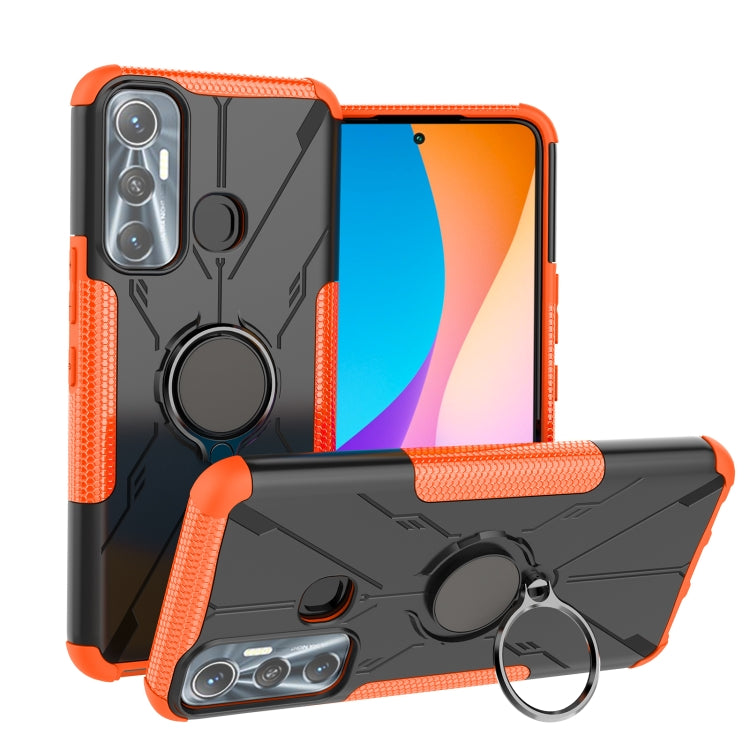 For Infinix Hot 11 Armor Bear Shockproof PC + TPU Protective Phone Case with Ring Holder