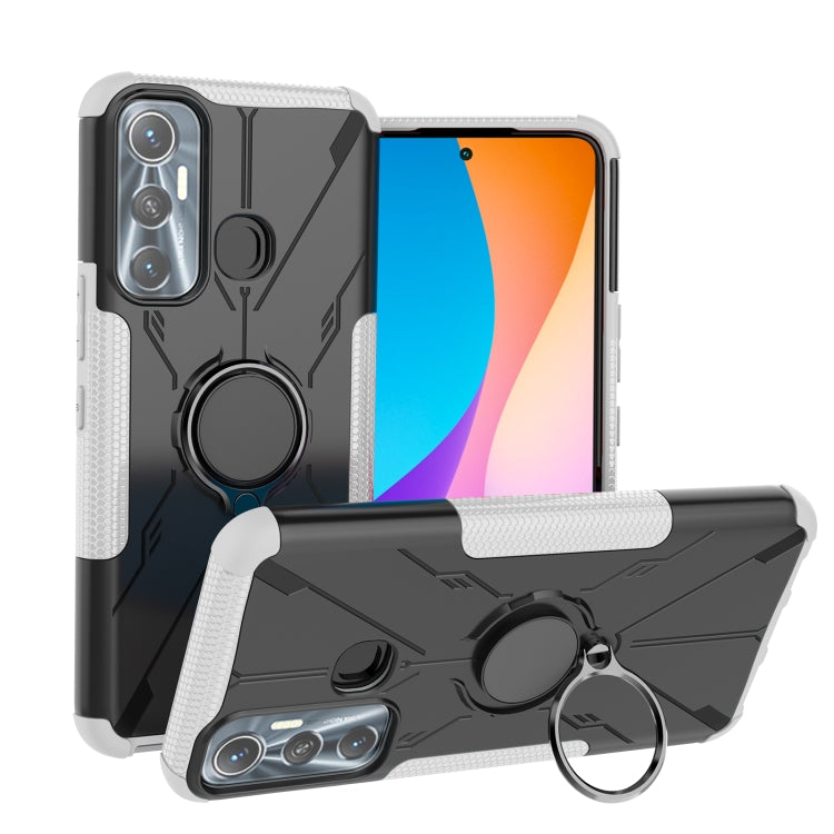 For Infinix Hot 11 Armor Bear Shockproof PC + TPU Protective Phone Case with Ring Holder