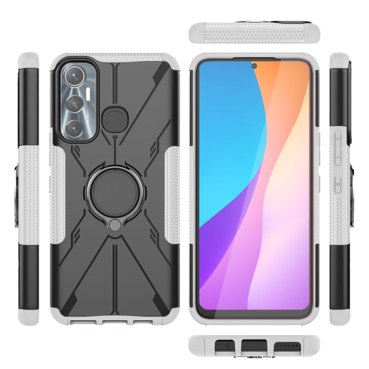 For Infinix Hot 11 Armor Bear Shockproof PC + TPU Protective Phone Case with Ring Holder