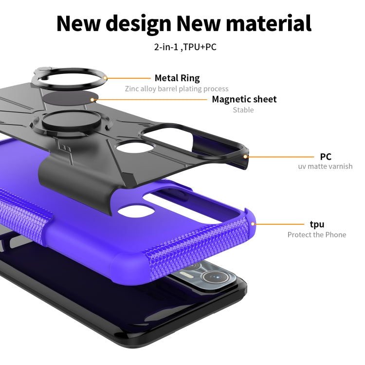 For Infinix Hot 11 Armor Bear Shockproof PC + TPU Protective Phone Case with Ring Holder