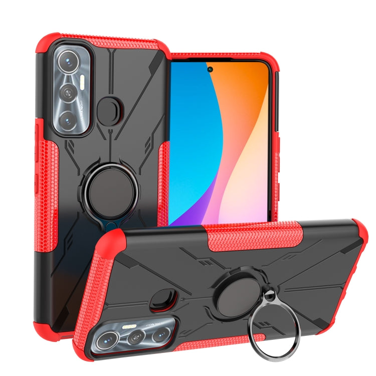 For Infinix Hot 11 Armor Bear Shockproof PC + TPU Protective Phone Case with Ring Holder