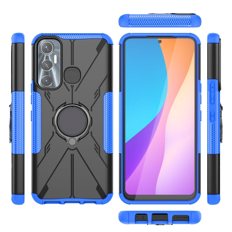 For Infinix Hot 11 Armor Bear Shockproof PC + TPU Protective Phone Case with Ring Holder