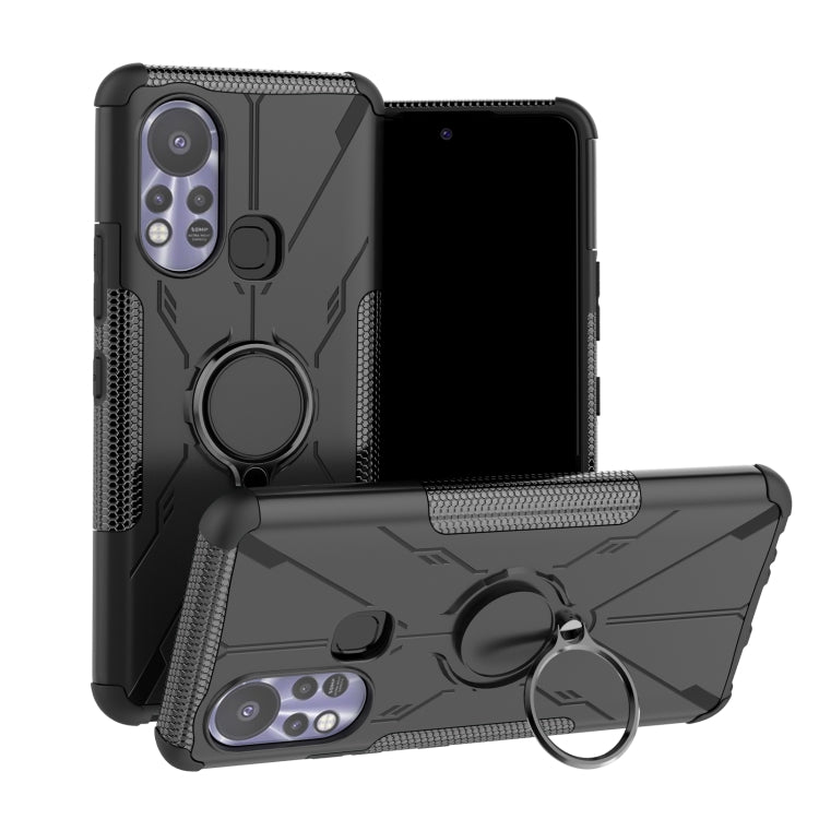 For Infinix Hot 11S Armor Bear Shockproof PC + TPU Protective Phone Case with Ring Holder