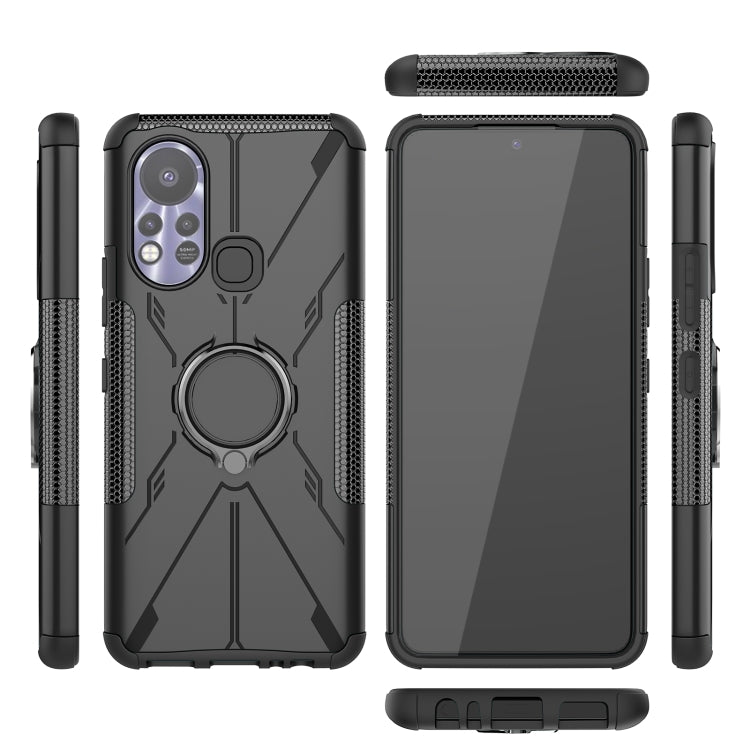 For Infinix Hot 11S Armor Bear Shockproof PC + TPU Protective Phone Case with Ring Holder