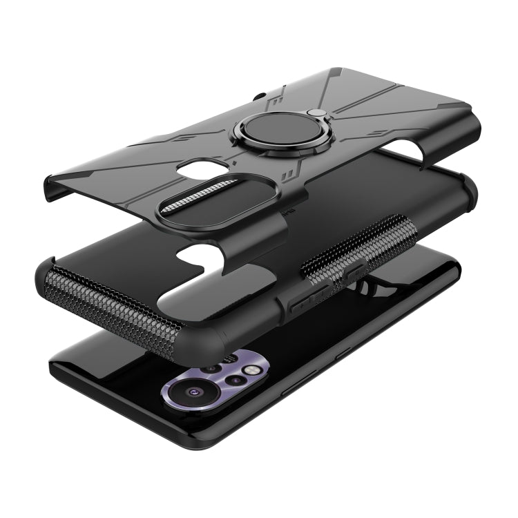 For Infinix Hot 11S Armor Bear Shockproof PC + TPU Protective Phone Case with Ring Holder