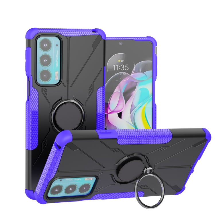 For Motorola Moto Edge 20 Armor Bear Shockproof PC + TPU Protective Phone Case with Ring Holder