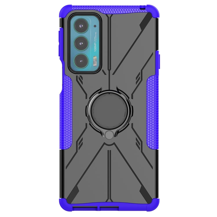 For Motorola Moto Edge 20 Armor Bear Shockproof PC + TPU Protective Phone Case with Ring Holder