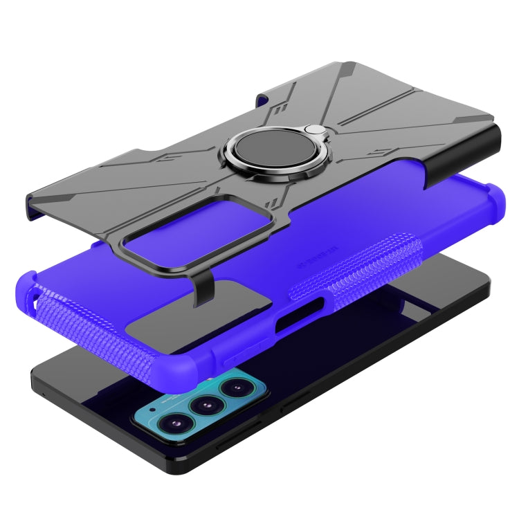 For Motorola Moto Edge 20 Armor Bear Shockproof PC + TPU Protective Phone Case with Ring Holder