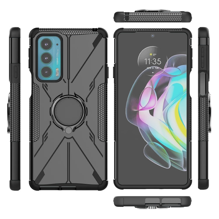 For Motorola Moto Edge 20 Armor Bear Shockproof PC + TPU Protective Phone Case with Ring Holder