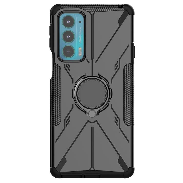 For Motorola Moto Edge 20 Armor Bear Shockproof PC + TPU Protective Phone Case with Ring Holder