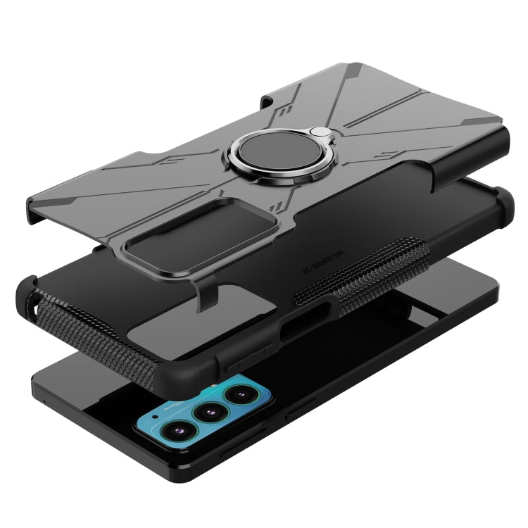 For Motorola Moto Edge 20 Armor Bear Shockproof PC + TPU Protective Phone Case with Ring Holder